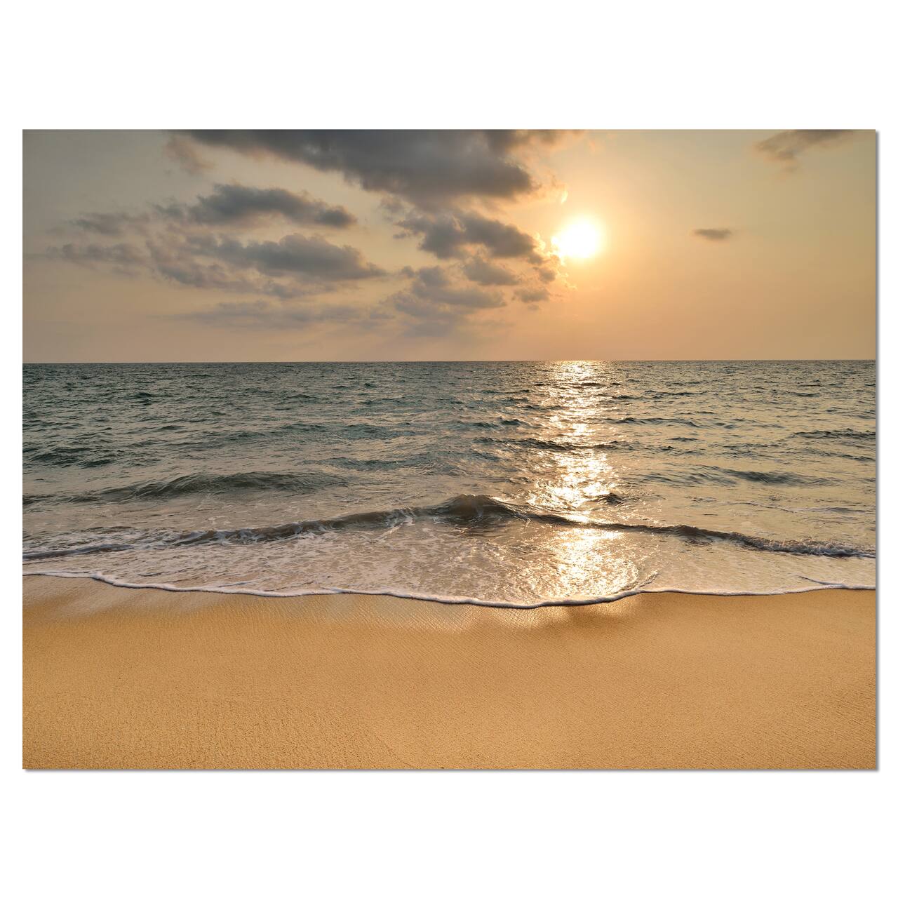Designart - Dark Tropical Sand Beach at Sunset - Modern Seascape Canvas Artwork